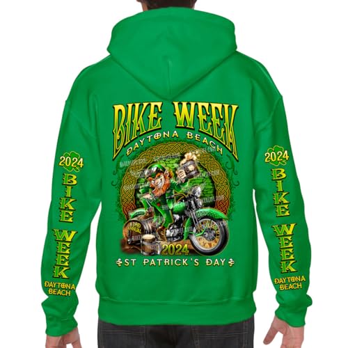 Biker Life Clothing 2024 Bike Week Daytona Beach St. Paddy's Celtic Leprechaun Pullover Hoodie2