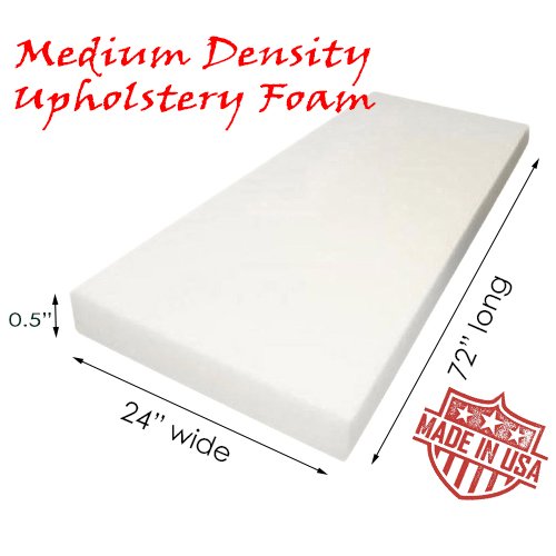AK TRADING Upholstery Foam Medium Density Cushion, (Seat Replacement, Foam Sheet, Foam Padding), 0.5