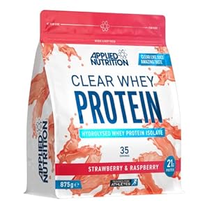 Applied Nutrition Clear Whey Isolate – Whey Protein Isolate, Refreshing High Protein Powder, Fruit Juice Style Flavours (Strawberry & Raspberry) (875g – 35 Servings)