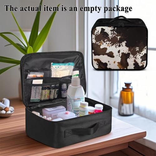 Image of Gomyblomy Brown Cow Print First Aid Kit Bag Portable First Aid Kit Bag Empty Large Capacity Medical Supplies Storage Bags Emergency Kit for Home Outdoor Travel Camping Hiking