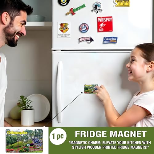 Image of Elegant Fridge Magnet with Themes |Rectangular Size Refrigerator Magnet with Magnetic Rubber Back | Pack of 1, 8.6cm X 5.4cm (Chikmangalur - Design 1)