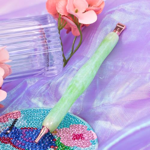 Image of Praise V Do Diamond Painting Art Drill Pen Kit with Screw Stainless Steel Rose Metal Tip Nibs Placers Roller Tool Accessories, Ergonomic Diamond Art Pen for 5D Diamond Paint Bead Dot Green