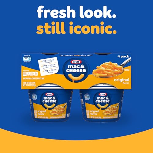 Image of Kraft Mac and Cheese Dinner, 4 Microwaveable Cups, Original, 2.05 oz