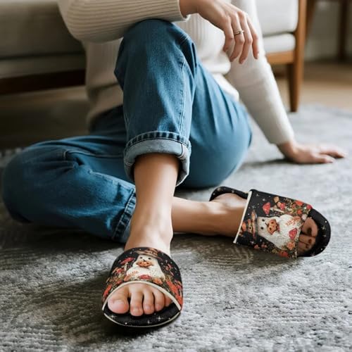 Halloween Themed Women's Cotton House Slippers Open Toe Spa Slide Slippers Non Slip Comfort Hotel Shoes Resuable Travel Portable2