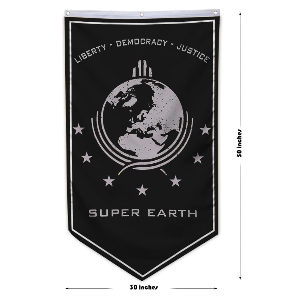 Yanbooch Super Earth Banner Flag Poster Man Cave Bed Room Home Office Party Decor 30x50 Inch Black (A)