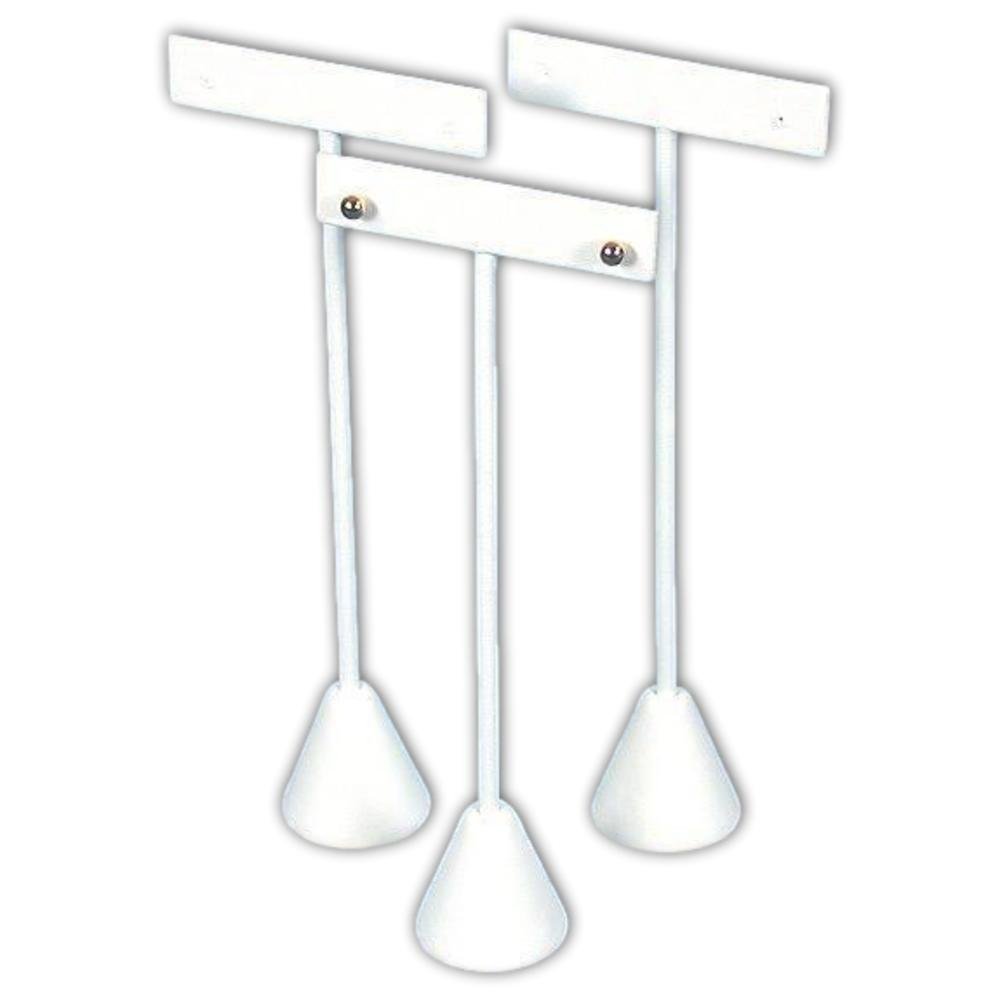 FindingKing 3 Earring T Stand White Leather Showcase Display 6.75