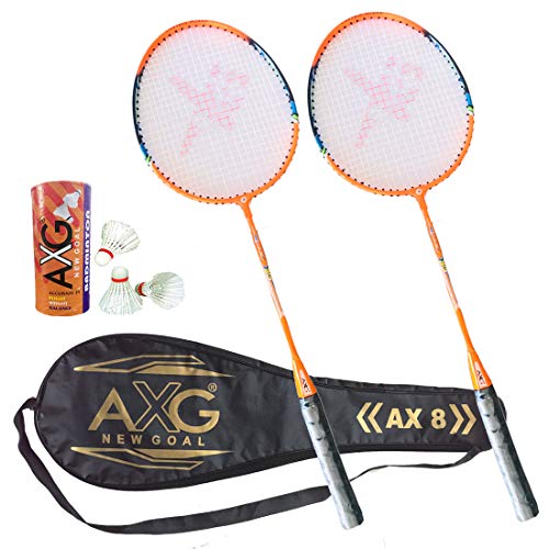 Image of Quintessential and Perfectly Styled Inescapable Badminton Racquets (Set of 2) 3 Feather Shuttles and Cover (Orange)