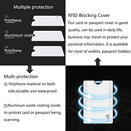 Fancyfree Rfid Blocking Sleeves, Identity Theft Prevention Rfid Credit Card Holders, Smart Slim Design Card Covers, Perfect For Wallet, Puerse, Passport Holder (10 Packs-Silver Card Covers) #TOP2