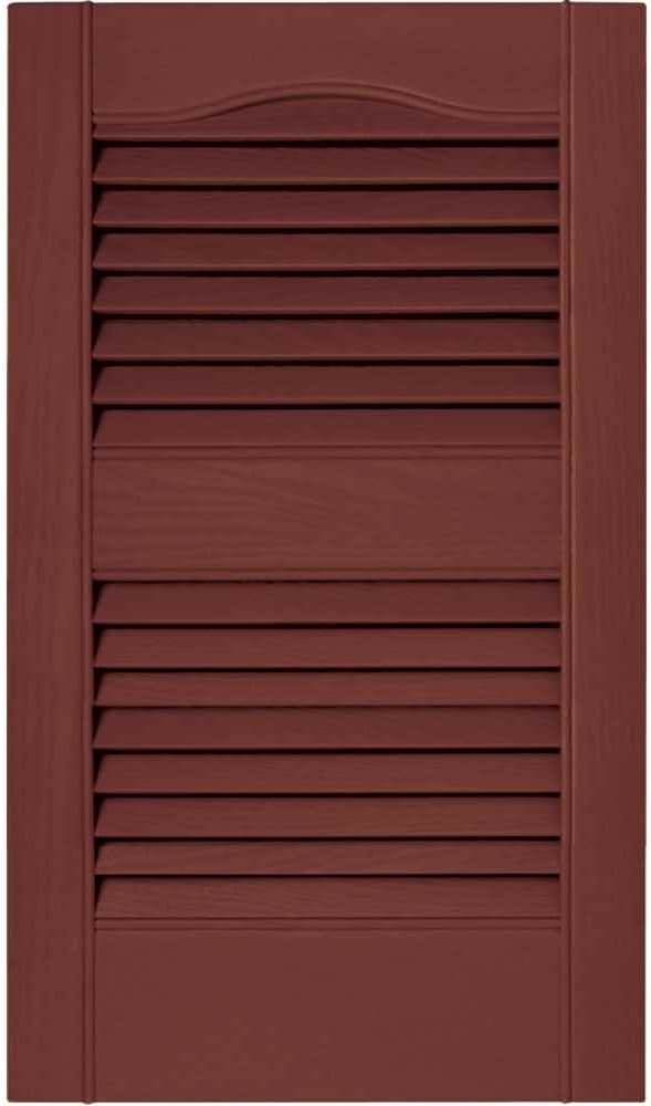 12 in. x 55 in. louvered vinyl exterior shutters pair in #027 burgundy red