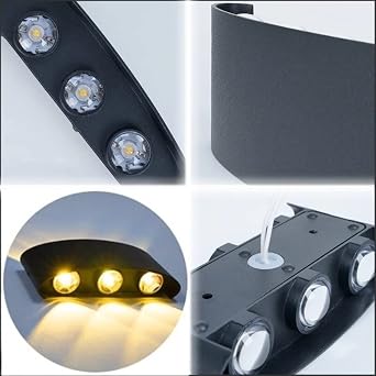 Overhead 9W Decorative Duplex Garden Sconce – IP65 Waterproof, LED with Lens, 3200K Daylight Color, Indoor and Outdoor Wall Lighting, Modern Black Body [Energy Grade F]