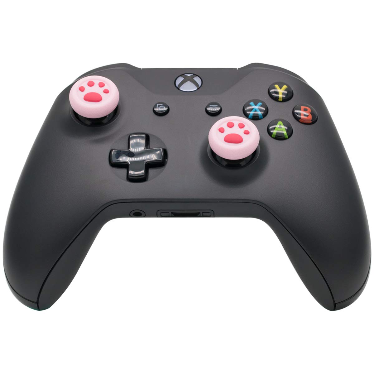 Playrealm Soft Rubber Silicone 3D Texture Thumb Grip Cover x 4 for PS5, PS4, Xbox Series X/S, Xbox One, Switch PRO Controller(Cat Paw Coral Grey)