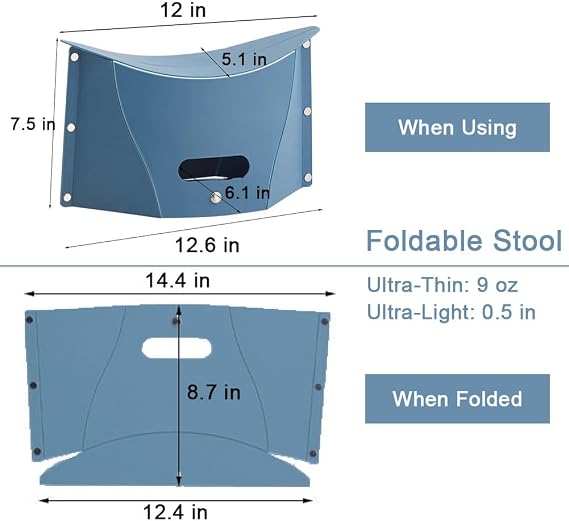 Foldable Portable Stool, Thickness of 0.5 in, Lightweight Collapsable Folding Chair for Hiking Picnic Camping Fishing (Green)