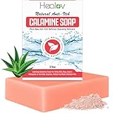 Healov Calamine Soap Bar – All Natural Instant Itch Relief – Calming Calamine Soap for Itchy Skin, Insect Bite, Eczema, Poison Ivy Rash, Chicken Pox – Pure Anti-Itch Body Wash Cleanser