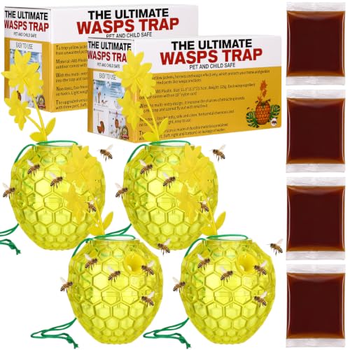 CimoroWin 4-Pack Wasp & Yellow Jacket Traps with Bait