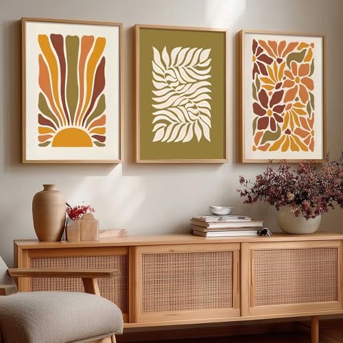 Image of kotart Boho Painting Wall Art Home Decoration Paintings With Frame For Living Room Bed Room Hotel Wall Decor Digital Reprint Set of 3 (19X25 inch)