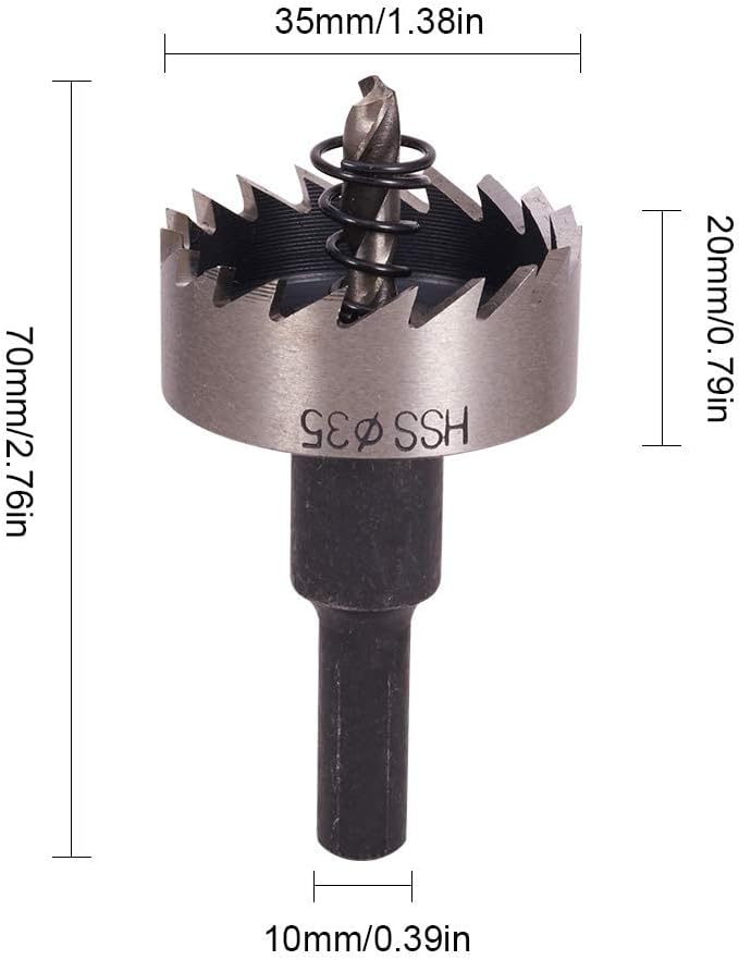 Auniwaig 35mm HSS Hole Saw Kits for Metal, High-Speed Steel Hole Saw Cutting Kit Drill Bits Opener Cutter Tool, for Cutting Holes on Wood, Stainless Steel, Iron, Aluminum Plate, Black