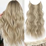 KooKaStyle Invisible Wire Hair Extensions with Transparent Headband Adjustable Size 4 Secure Clips L