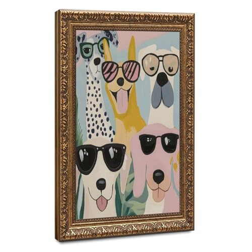 Impression sur toile chien à lunettes tableau mural chambre 40x61