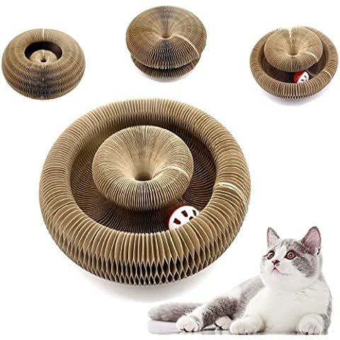 Moseem Cat Scratcher Magic Organ Cat Scratching Board with a Toy Bell Ball,Cardboard Cat Scratchers Kitty Cat Scratching Pad for Claw Grinding Foldable Cat Toys for Indoor Cover