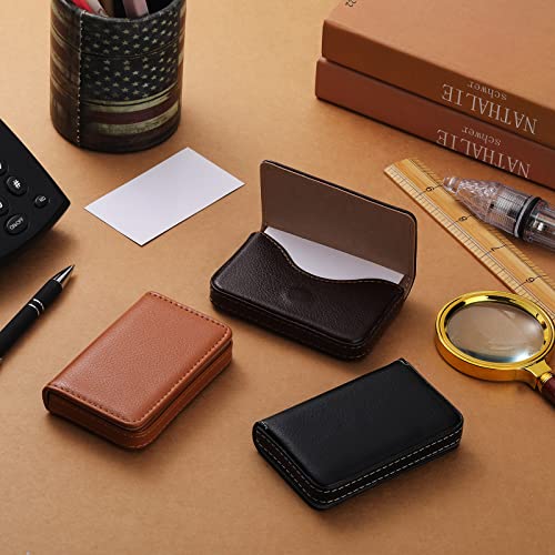 3 Pcs Business Card Holder Pu Leather Business Card Wallet Pocket Business Card Case Presentation Cards Holder Leather Notecard Holder Slim Name Card Holder With Magnetic Shut For Men Women Office #TOP5