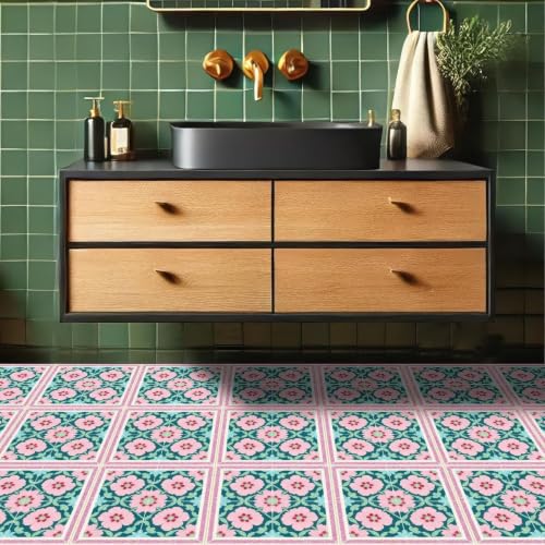 Image of Moroccan Tile Stickers | Waterproof Self Adhesive Peel & Stick Tile Decals for Kitchen Backsplash, Bathroom Wall, Floor, Furniture & Glass (4x4 Inch, Design 24, 36 Pic)