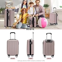 BEIBYE Handgepäck Koffer 55x35x20 cm, Hartschalenkoffer mit TSA Schloss & 360° Rollen, Leichter Kabinenkoffer aus ABS, Airline Approved Carry-On Trolley für Lufthansa, KLM, Air France, Rosa Gold – Ansicht 2