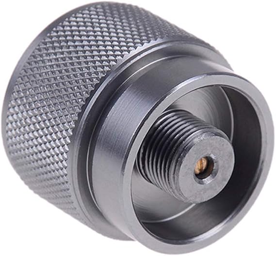 Lixada Camping Stove Adapter 1LB Propane Small Tank Input EN417 Lindal Valve Output/Propane Gas Tank Conversion Head Backpacking Stove Convert Connector, Silver