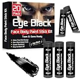 20 Pack Eye Black Stick for Sports, Anti-Glare Under Eye Black for Baseball Football Softball, Sweatproof Sports Face Paint for Athletes, Team, Game Day & Fans (All Black)