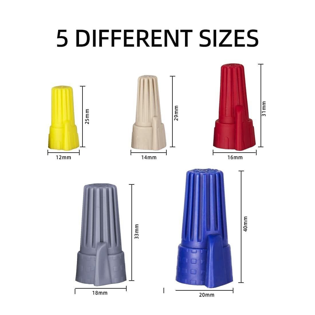 Winged Wire Conectors Nuts,Wire Twist 600 Pcs Tan Electrical Screw Springs Caps Terminals Stainless Assortment Set Screw Terminal P12,22-10AWG