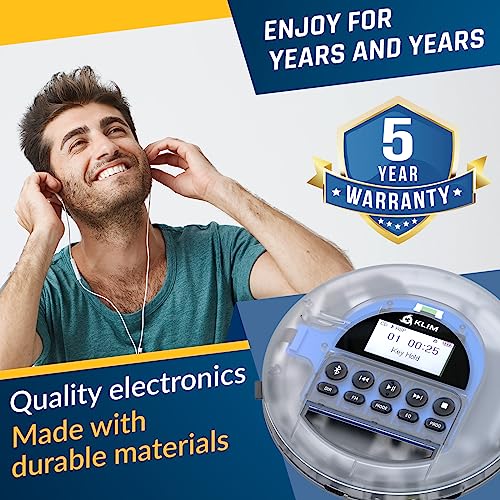 Klim Nomad Transparent - New 2023 - Portable Cd Player Walkman With Long-Lasting Battery - Includes Headphones - Radio Fm - Mp3 Cd Player Portable - Tf Card Radio Fm Bluetooth - Ideal For Cars #TOP3