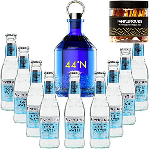 Pack Gintonic - Gin Numero 44 + 9 Fever Tree Mediterranean Water - (50cl + 9 * 20cl) + Pot de 15 tranches de…
