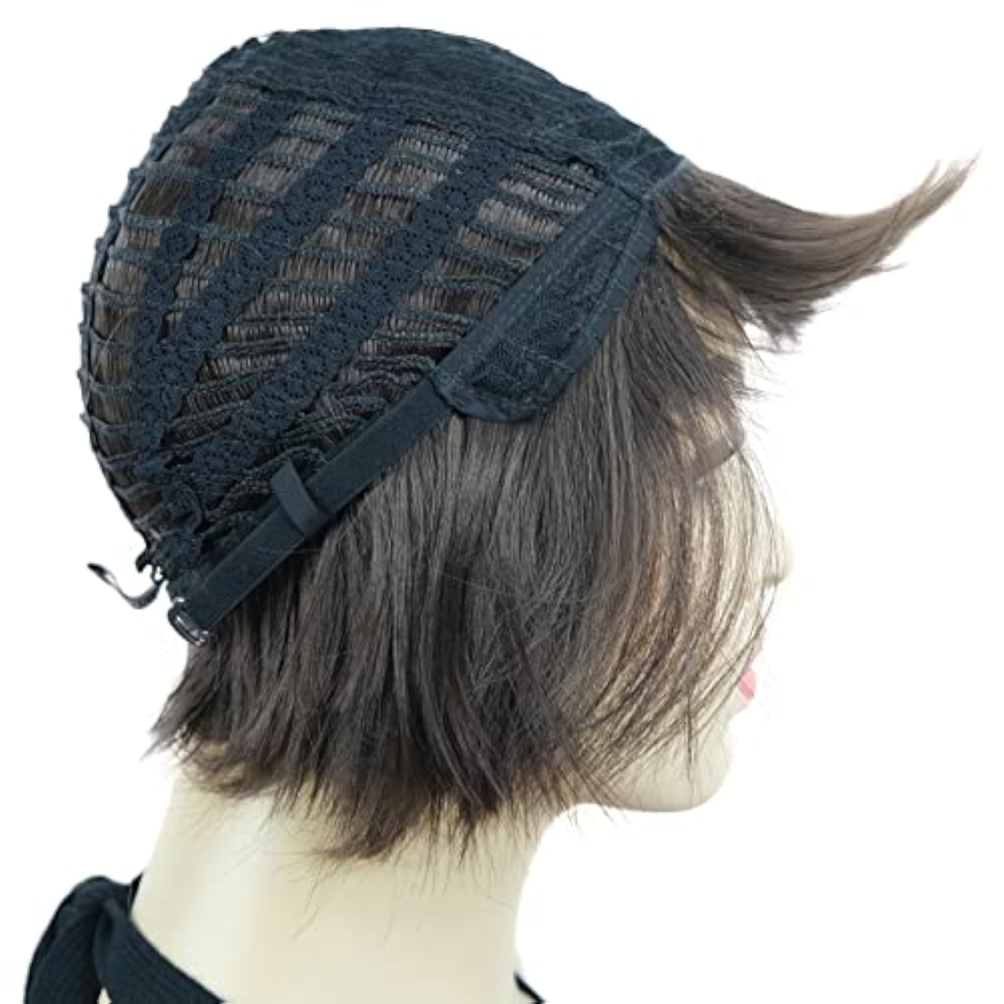 6" Straight Short Bob Hair Flat Bangs Wig (Chestnut Brown)