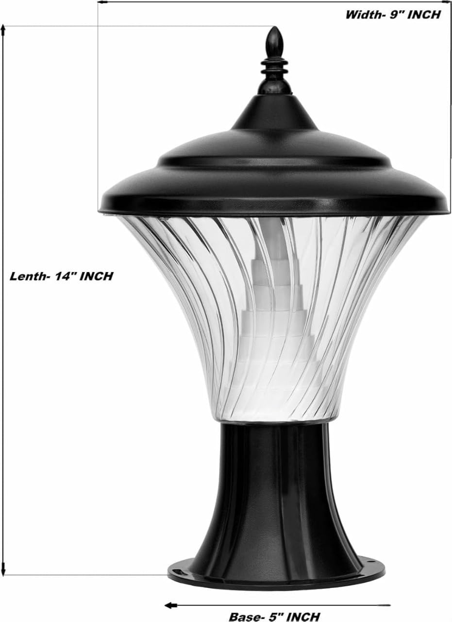 DENICRAAS 12W Decorative LED Modern Gate Light for Outdoor | Waterproof Fancy Pillar Lamp for Garden, Entrance, Balcony & Wall – Warm White, Bulb Not Included, Pack of 1 (LH GL) 1