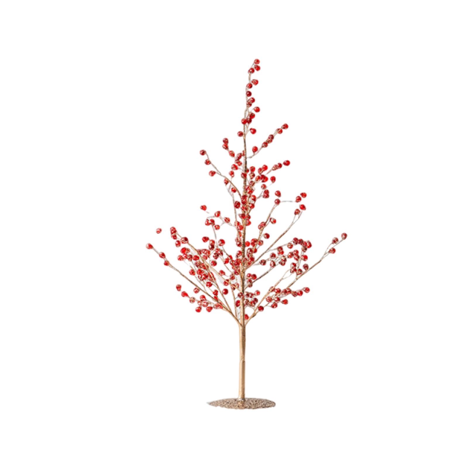 Adorno Navideño de Abedul Artificial, Centro de Mesa, Accesorio, con Alambre de Hierro Acrílico para Arreglo de Escena, Adecuado Par, Rojo, Individual