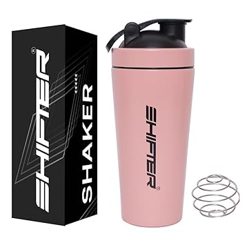Shifter Steel Shaker Bottle, Protein Shake Sipper For Men Women Pre Post Workout High Grade Stainless BPA Free - image, photos