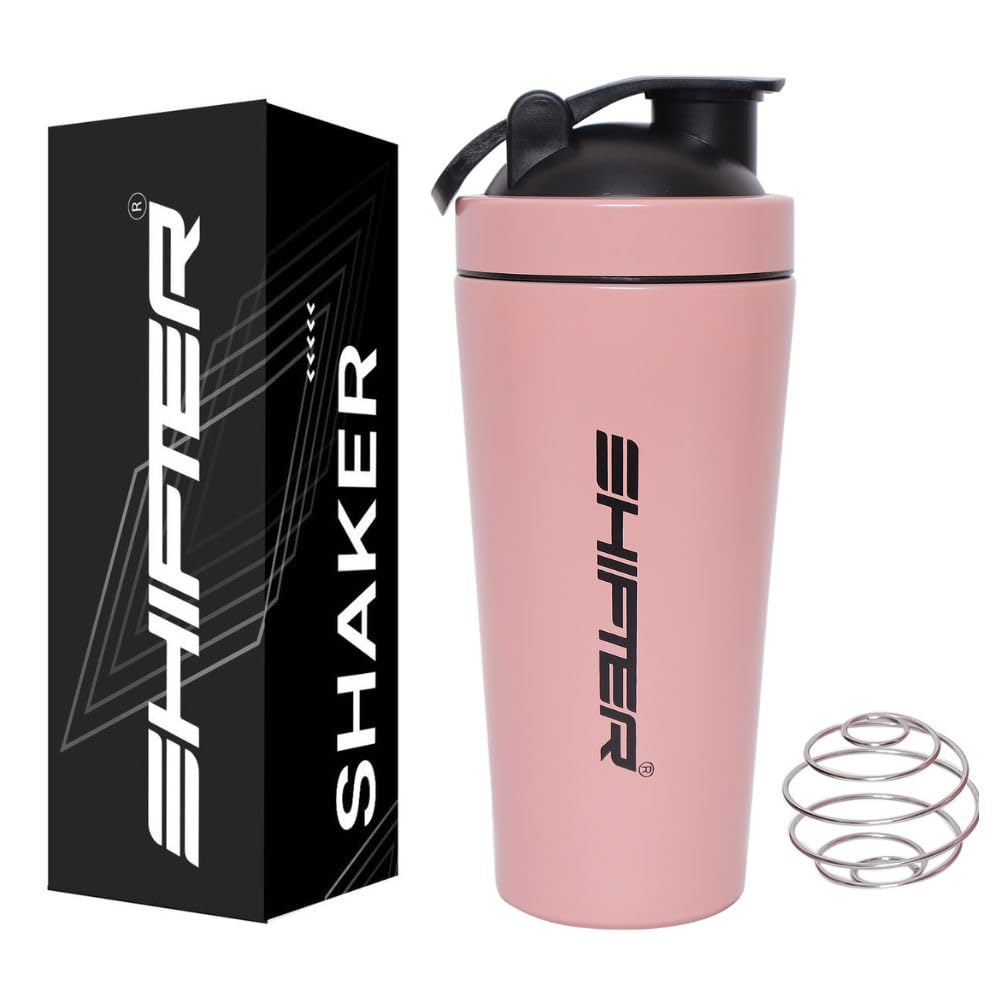 SHIFTER Steel Shaker Bottle, Protein Shake Sipper For Men Women Pre Post Workout High Grade Stainless BPA Free