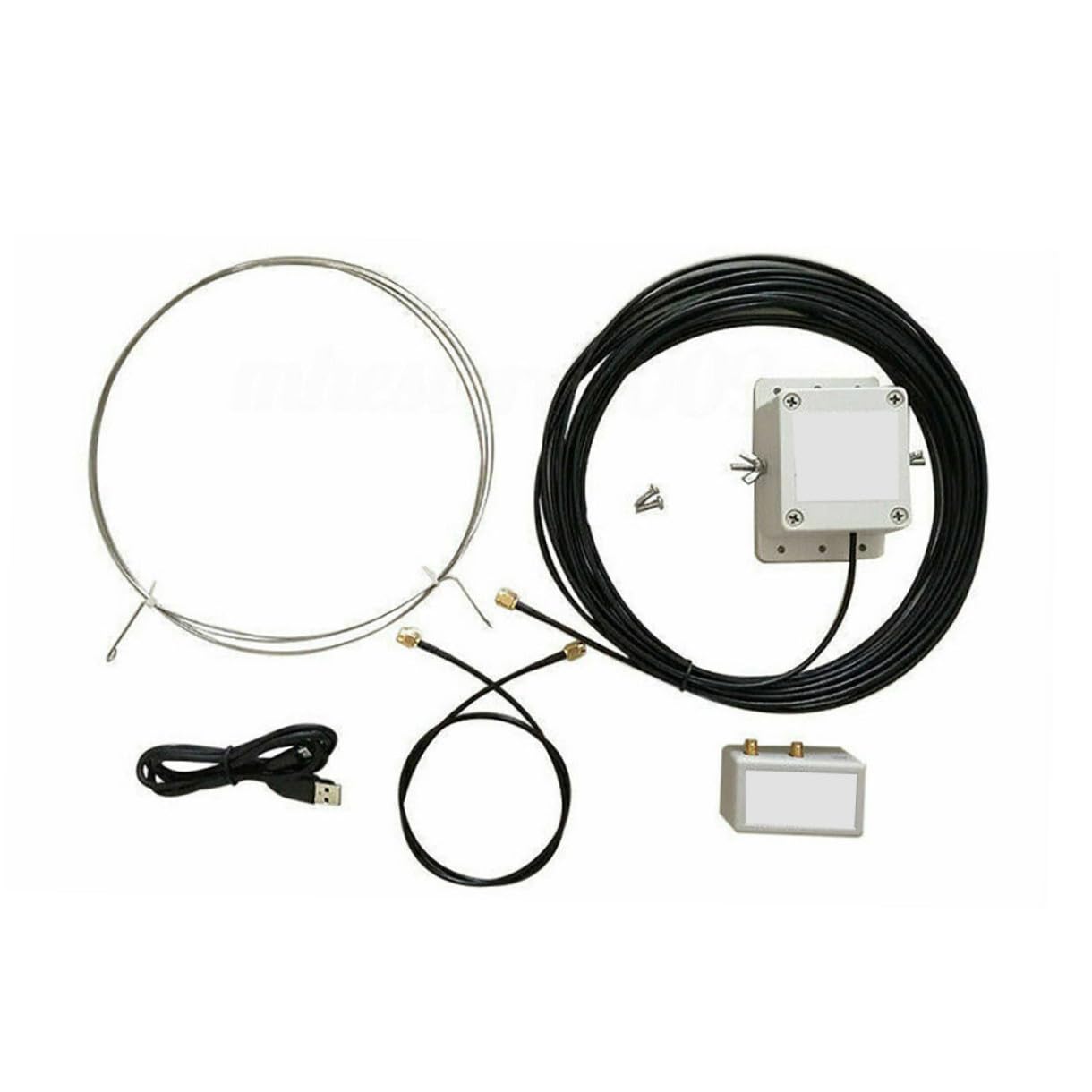 Veemoon Antenne Active Boucle Acier Inoxydable à Faible Bruit pour Réception Ondes Moyennes avec Alimentation USB Facile à Installer sur Balcon Ou Toit