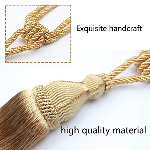 image for BEL AVENIR 2 Pack Tassel Curtain Tiebacks Holdback Large Handmade Drap