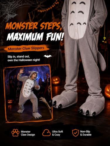 Image of acdiac Unisex Soft Monster Claw Slippers Fun Dino Slippers Animal Paw Shoes For Men Women Boy Girl With Home Halloween Party Cosply Costume Footwear