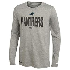 New Era NFL Men’s Grids Dri-Tek Cool Grey Long Sleeve T-Shirt, Adult Football Tagless T-Shirt, Carolina Panthers, X-Large