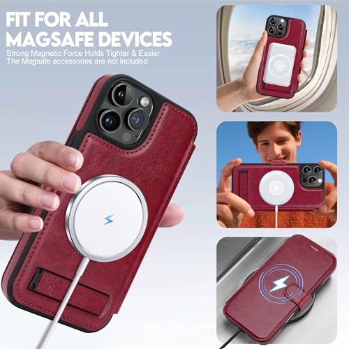 CIVICASE for iPhone 13 Pro Max Wallet Case with Stand,PU Leather Flip Credit Card Holder Slots (RFID Blocking),Compatible with Magsafe Magnetic Holder Phone Cover Women Men,Wine Red by CIVICASE - Used condition - Image 7