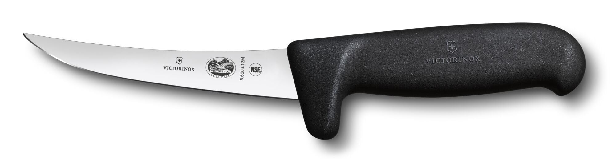 Victorinox Fibrox 5" Boning Knife, Curved Semi-Stiff Stainless Blade, Black