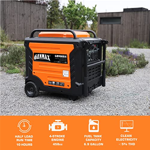 GENMAX Portable Generator, 9000W Super Quiet Gas Powered Engine with Parallel Capability, Remote/Electric Start, Digital Display,EPA Compliant,CO Alarm Ideal for Home Backup Power (GM9000iE) - Image 5