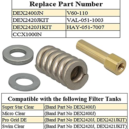 Image of DEX2420JKIT, DEX2400JN Sleeve Nut Assembly with Spring & Metal Washers, Length of 2 in, Filter Housing Replacement Set