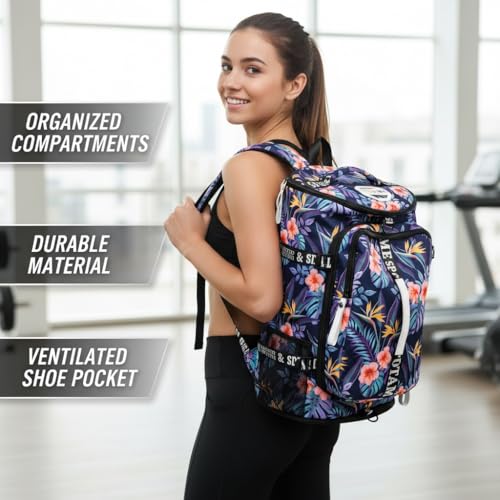Image of Gym Duffle Bag Backpack,4‑Way Waterproof with Shoe Compartment Travel Hiking Laptop