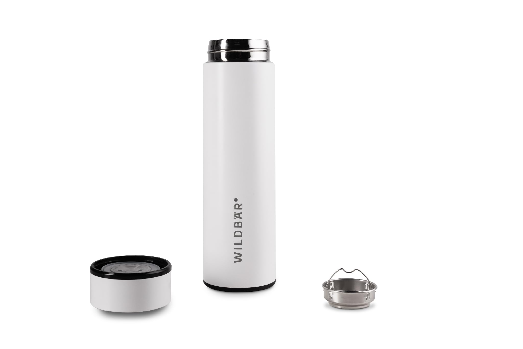 Wildbär Thermos-Teekanne weiß 450 ml - Edelstahlkanne, auslaufsicher für Büro, Sport, Wandern oder Schule - BPA und plastikfrei