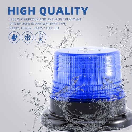 Image of Blue LED Beacon Lights 12-24V Warning Safety Flashing Emergency Roadside Strobe Mini Light Bar with Magnetic Base for Snow Plow Truck Construction Vehicles Forklift Tractor Golf Carts 1-Pcs