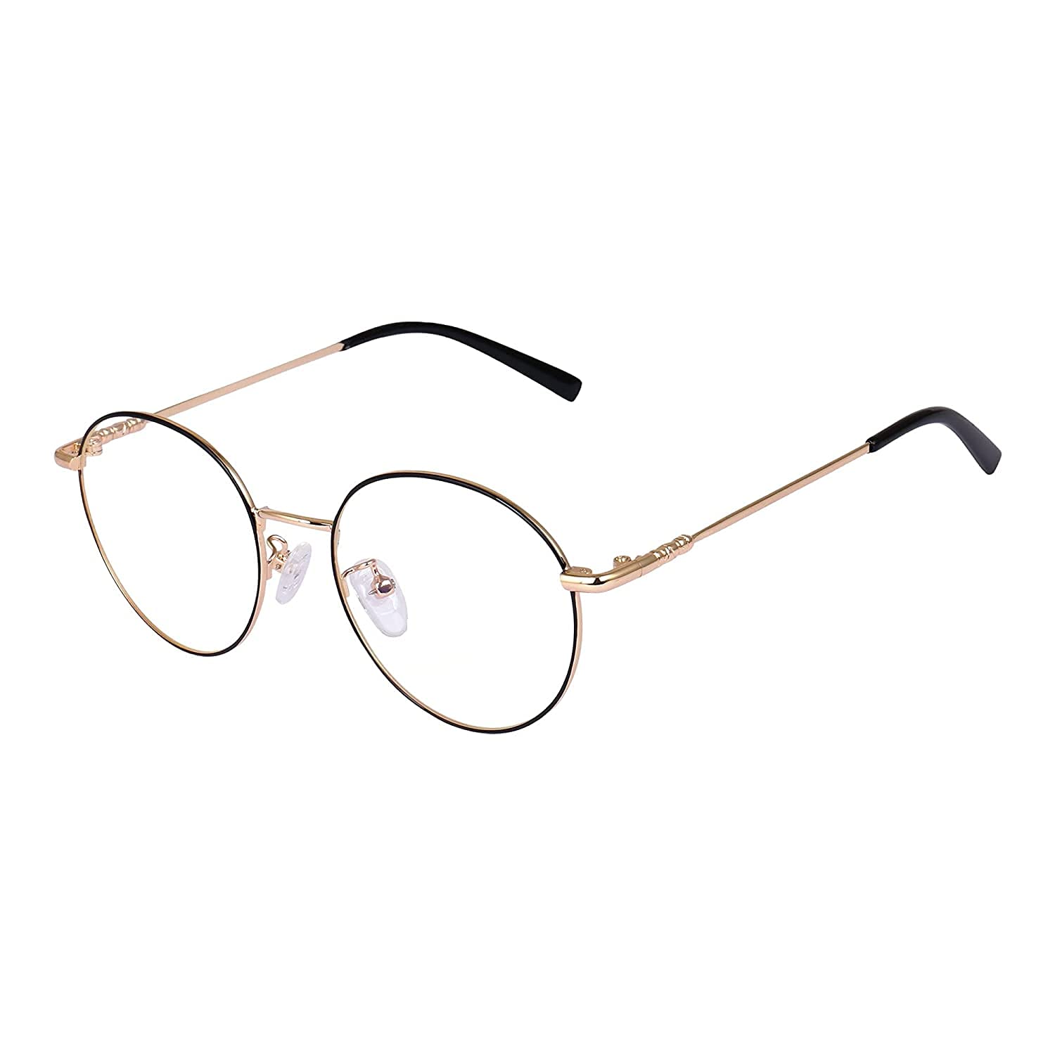 Dark Wost Computer Glasses Clean Lens Round Blue Light Blocking Glasses Lightweight Spectacle Frame Eyeglasses UV Protection Gaming/TV/Phones Anti Eyestrain For Men and Women (GOLD BLACK) (B0BZN5Z4N8) Amazon Price History, Amazon Price Tracker