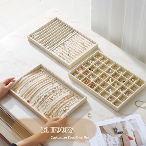 Image of Large Velvet Jewelry Tray Display Drawer Inserts 2 Pack