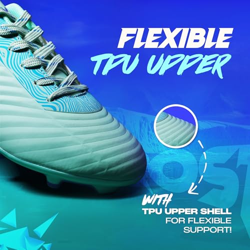 AIVIN Frostbite Football Shoes for Men & Boys | Lightweight Anti-Slip | Reinforced TPU Outsole | Cushioned Insole | Ribbed Surface for Enhanced Control | Aggressive Bladed Studs ( Size 3-10) (Mint Green/Purple, UK Footwear Size System, Adult, Men, Numeric, Medium, 8) - Image 7